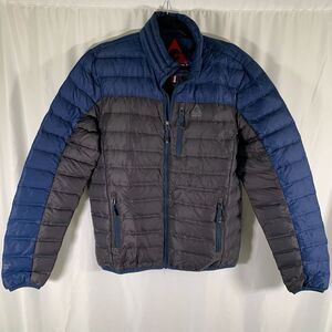 Gerry Down Puffer Jacket Men's Small Black Blue Zip Pockets Full Zip Fillpower